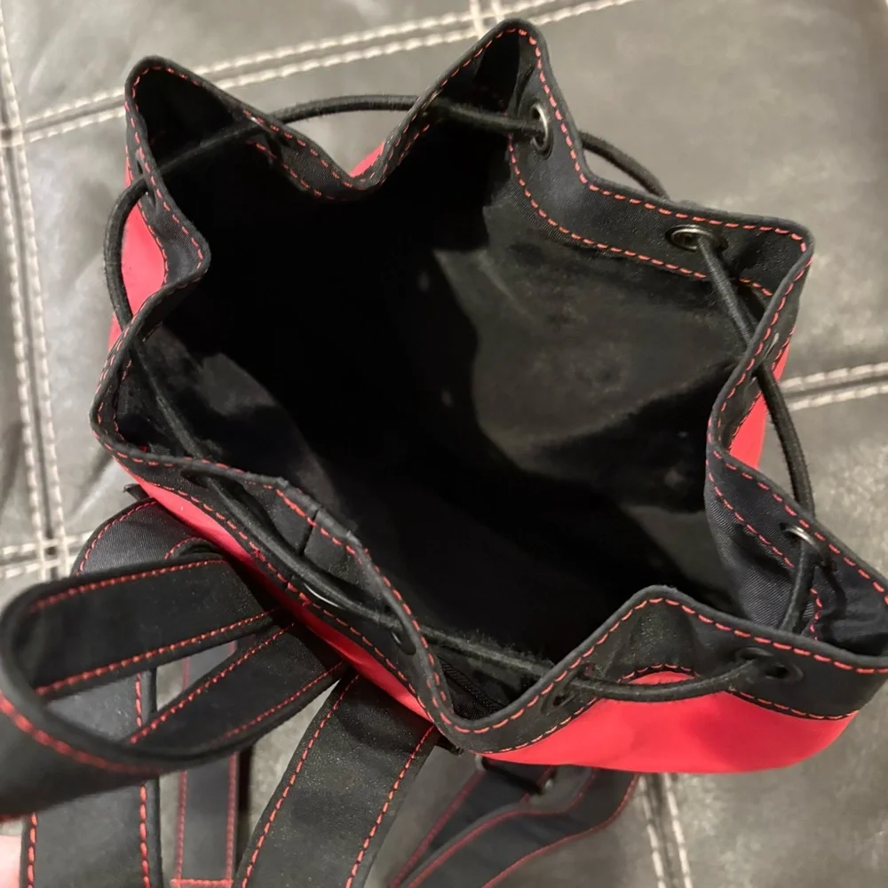 American Girl Place Red and Black Drawstring Bag